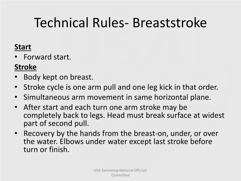 technical rules breaststroke