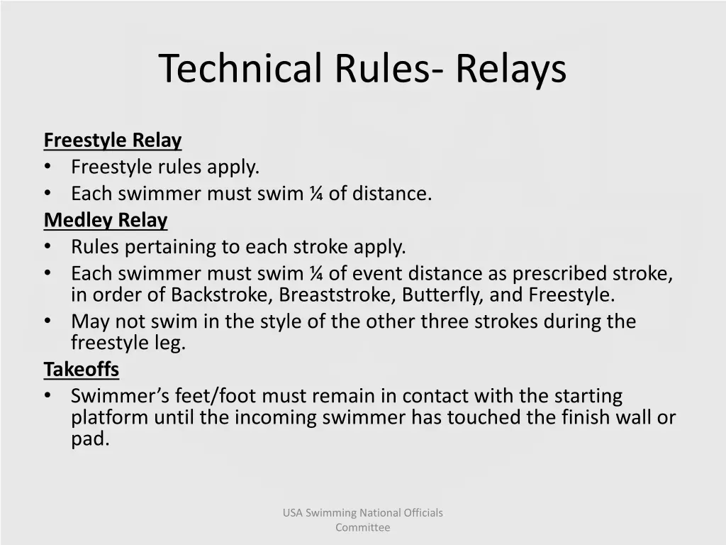 technical rules relays