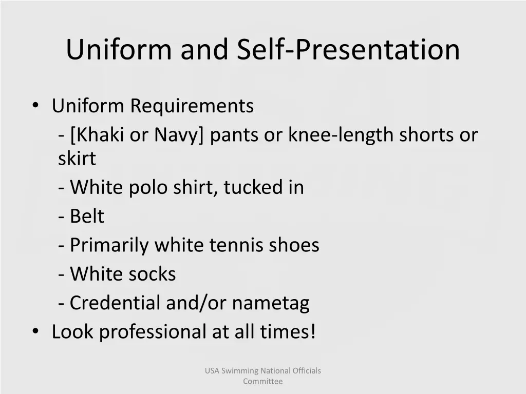 uniform and self presentation