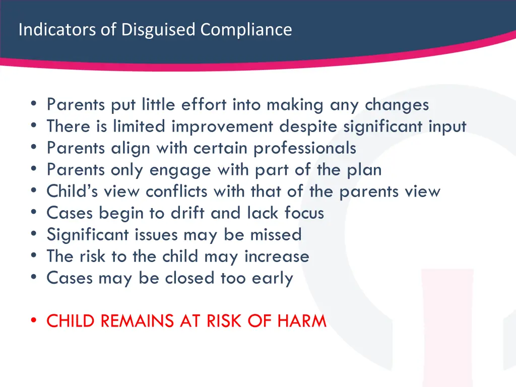 indicators of disguised compliance