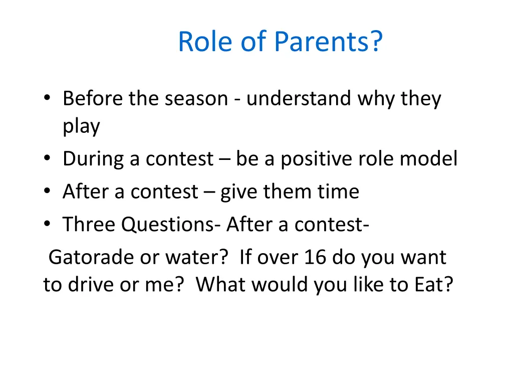 role of parents