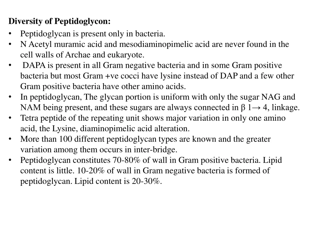 diversity of peptidoglycon peptidoglycan