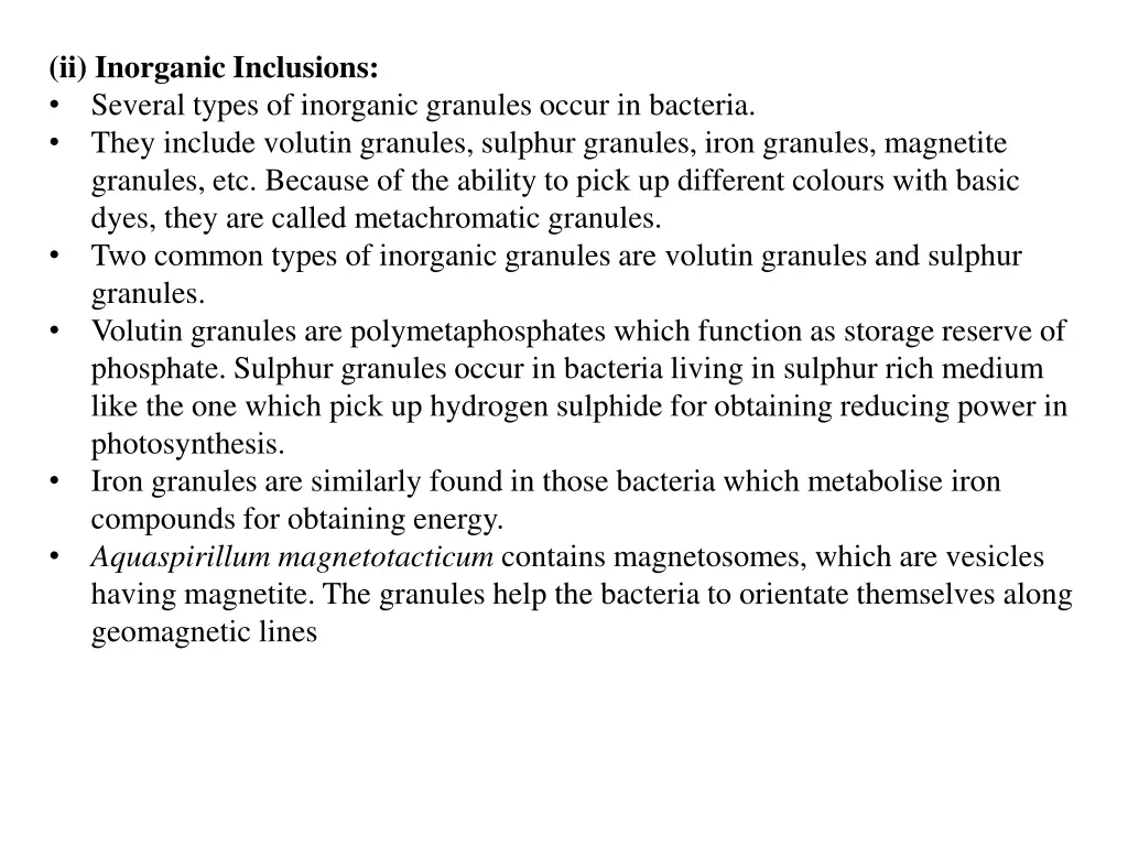 ii inorganic inclusions several types