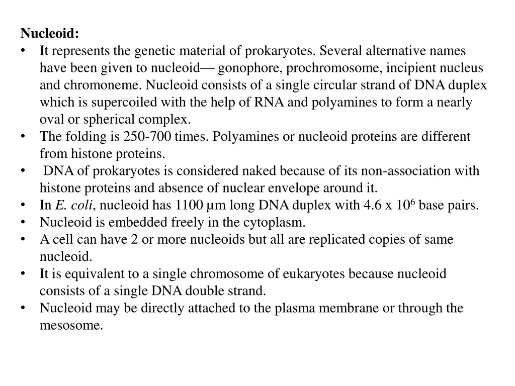 nucleoid it represents the genetic material