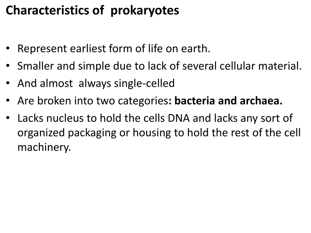 characteristics of prokaryotes