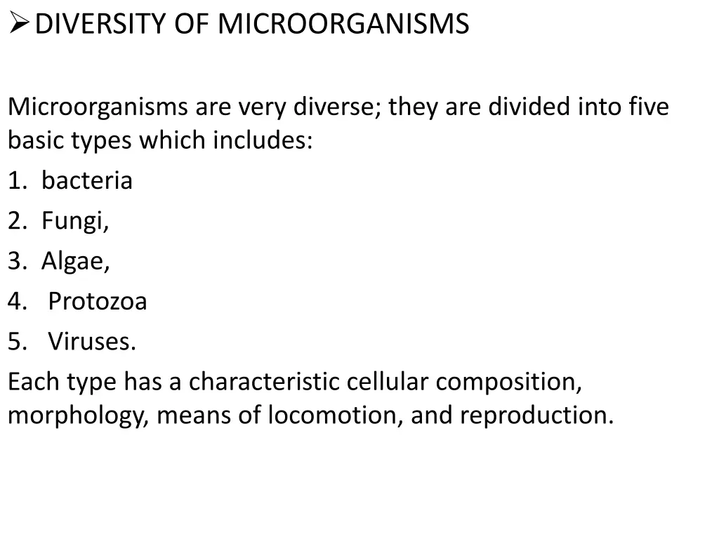 diversity of microorganisms