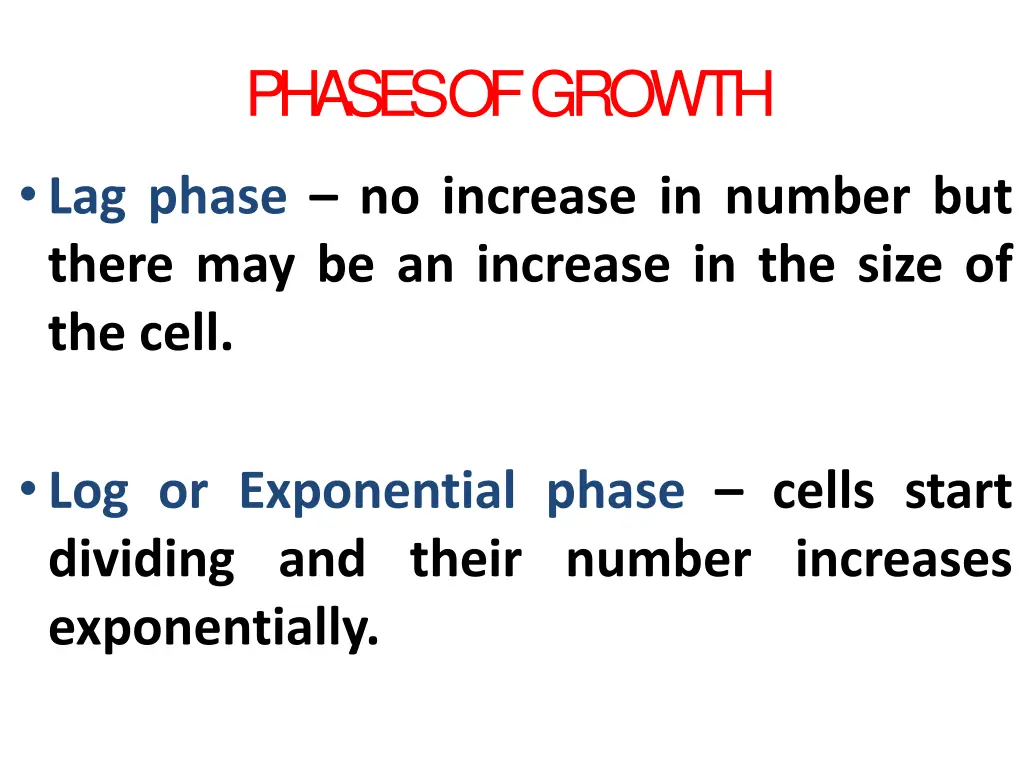 phases ofgrowth