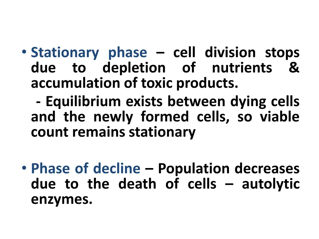 stationary phase cell division stops