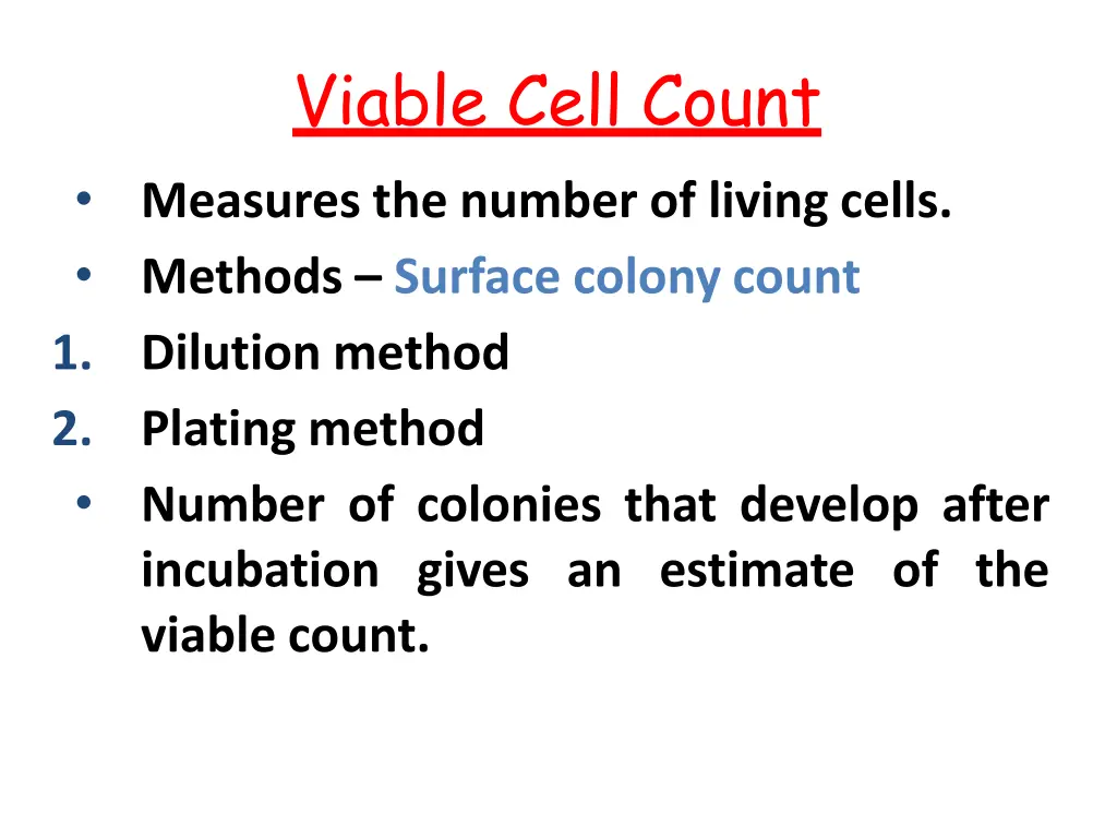 viable cell count measures the number of living