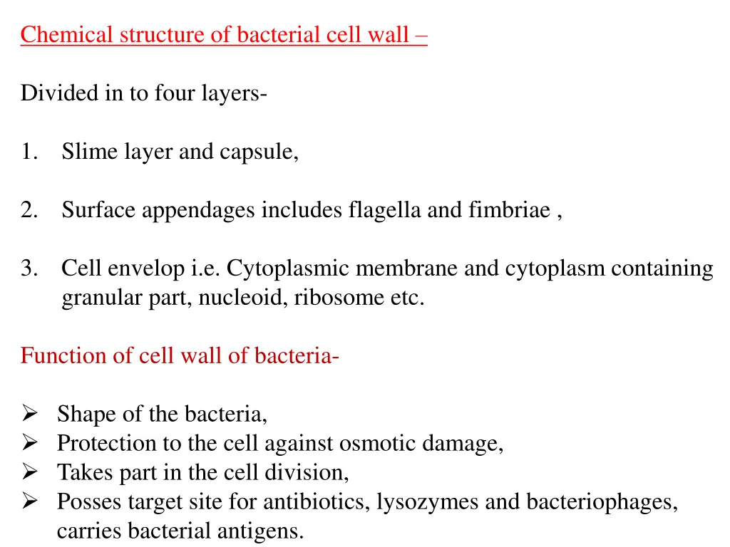 chemical structure of bacterial cell wall divided