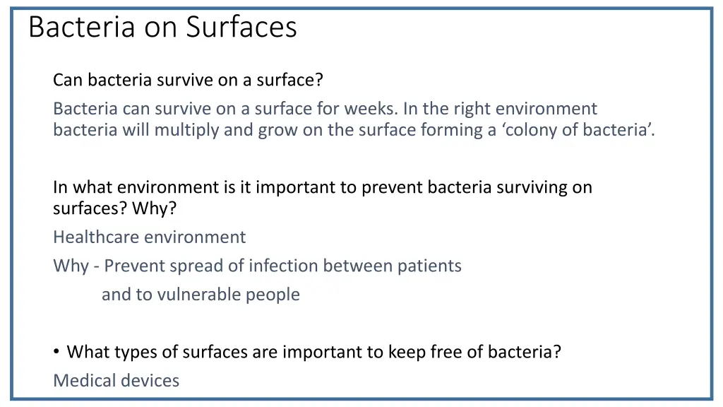 bacteria on surfaces