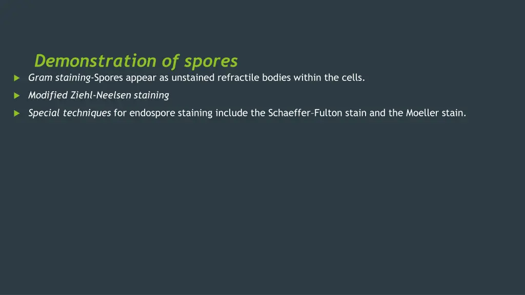 demonstration of spores gram staining spores