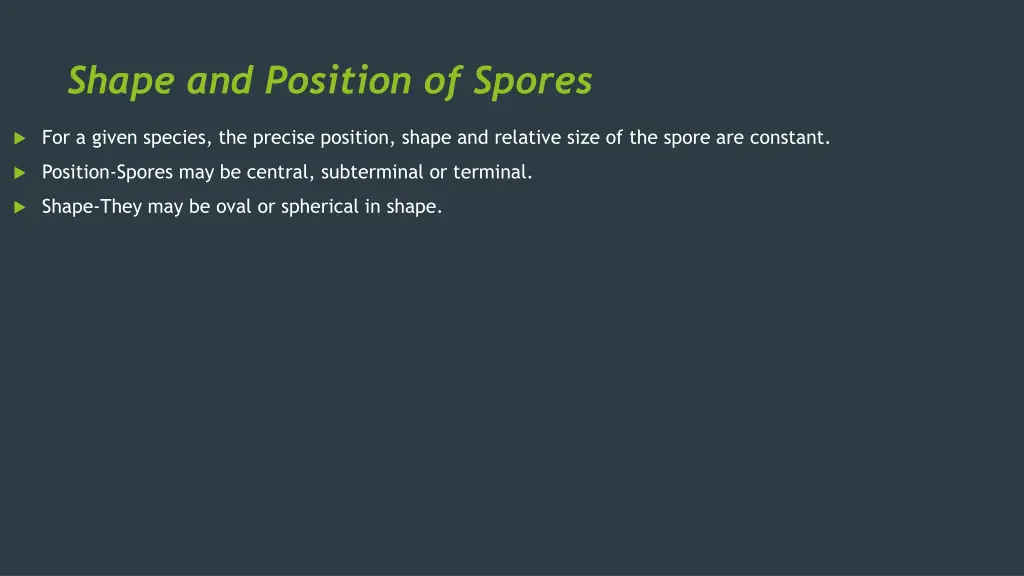 shape and position of spores