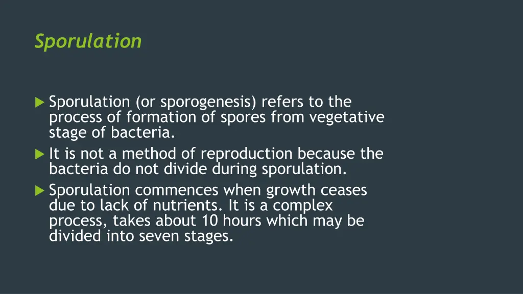 sporulation