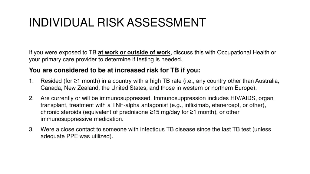 individual risk assessment