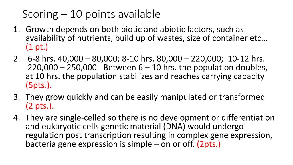 scoring 10 points available 1 growth depends