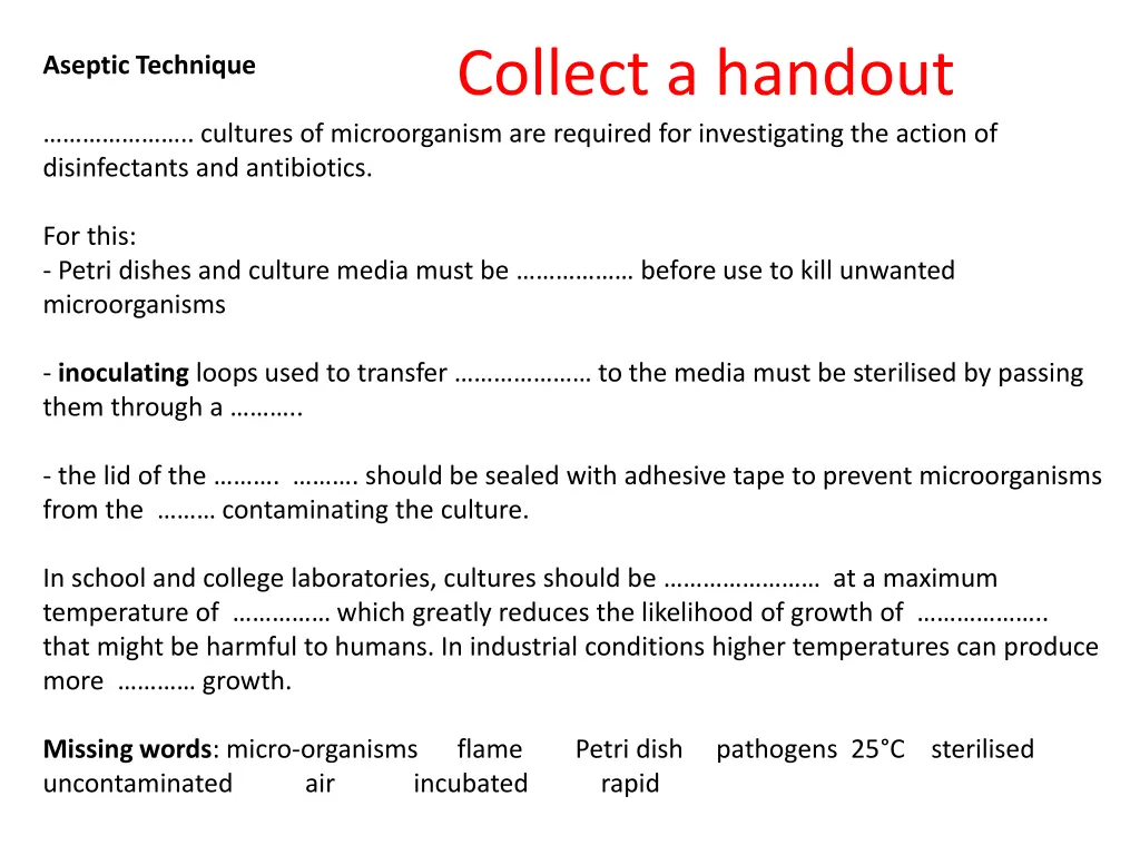 collect a handout