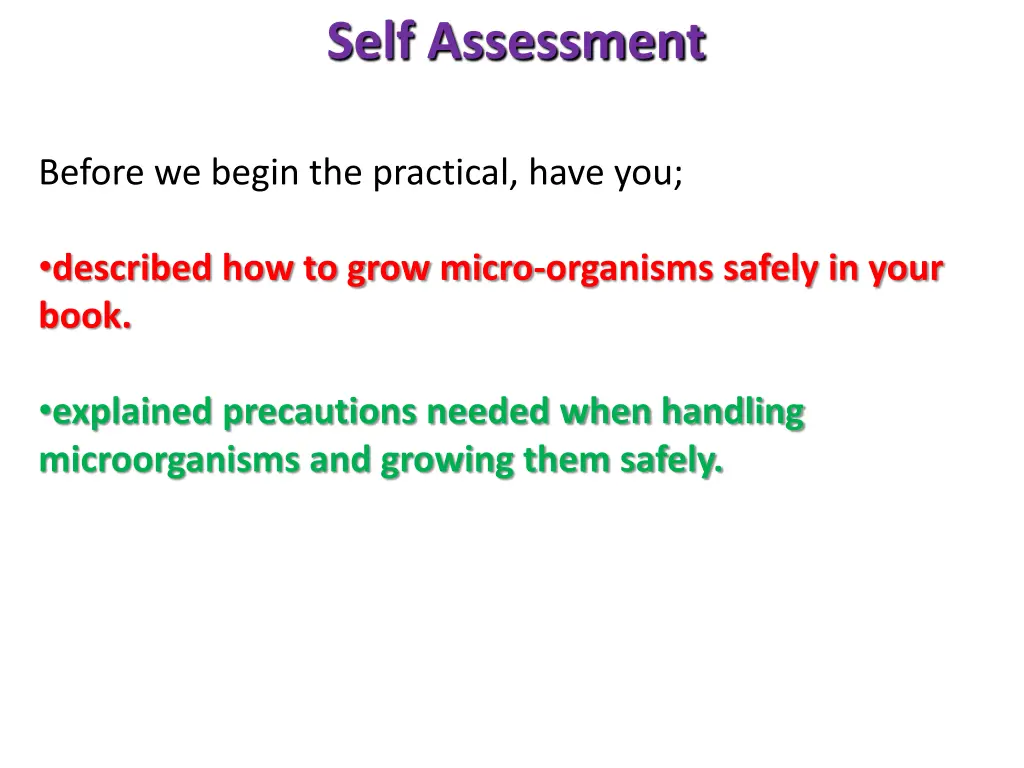 self assessment 1