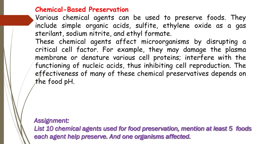 chemical based preservation various chemical