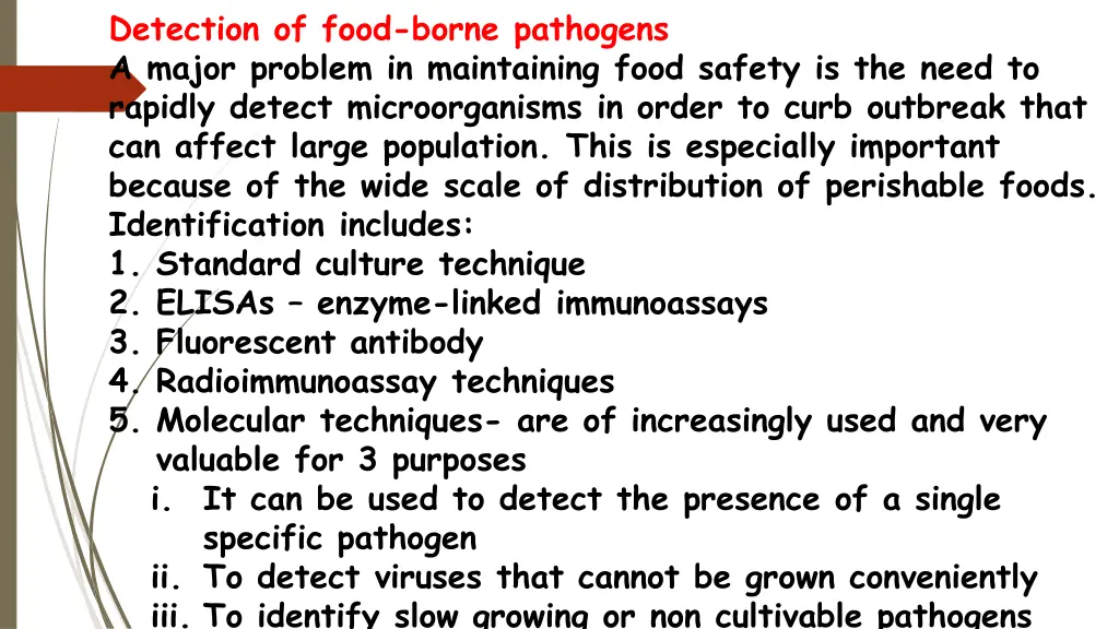 detection of food borne pathogens a major problem