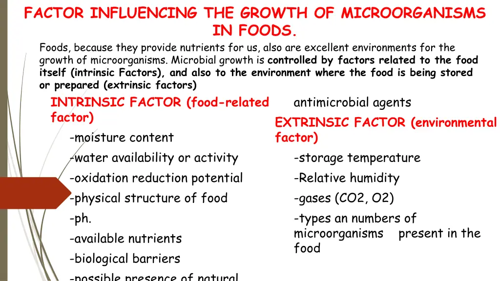 factor influencing the growth of microorganisms