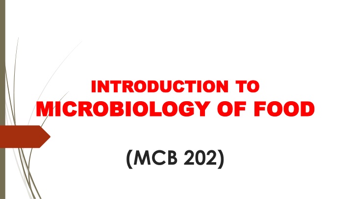 introduction introduction to microbiology of food