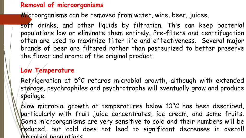 removal of microorganisms microorganisms