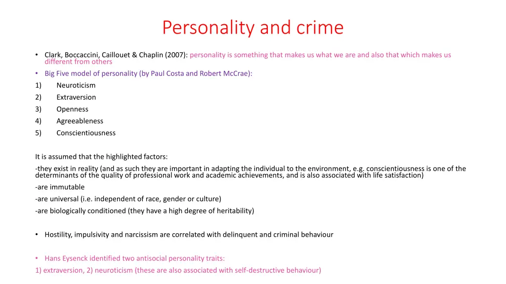 personality and crime