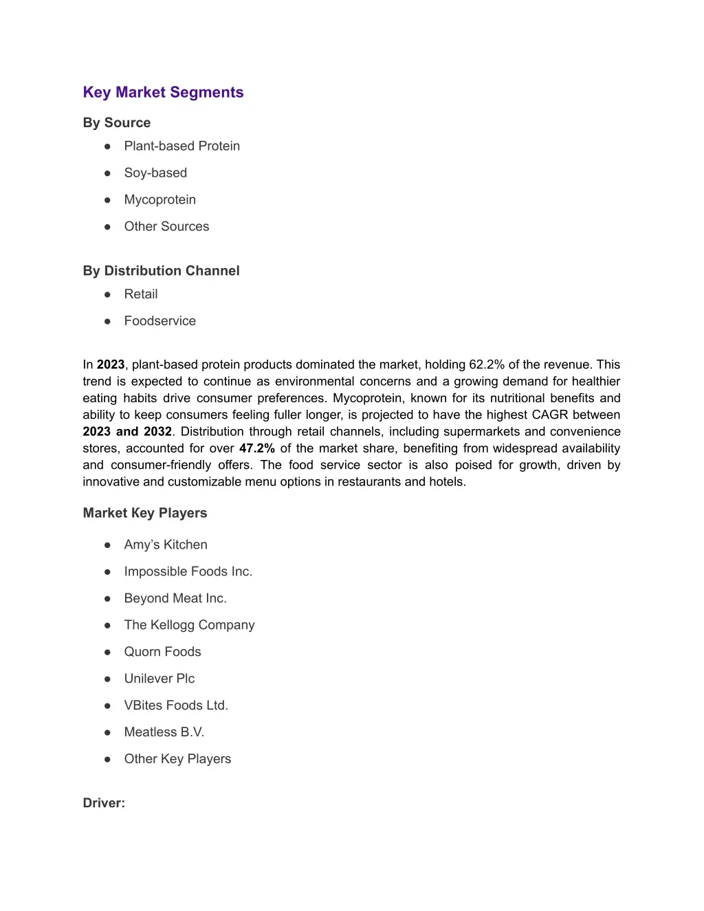 key market segments