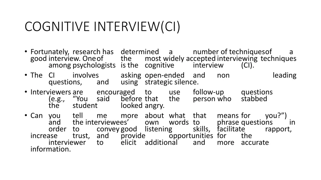 cognitive interview ci