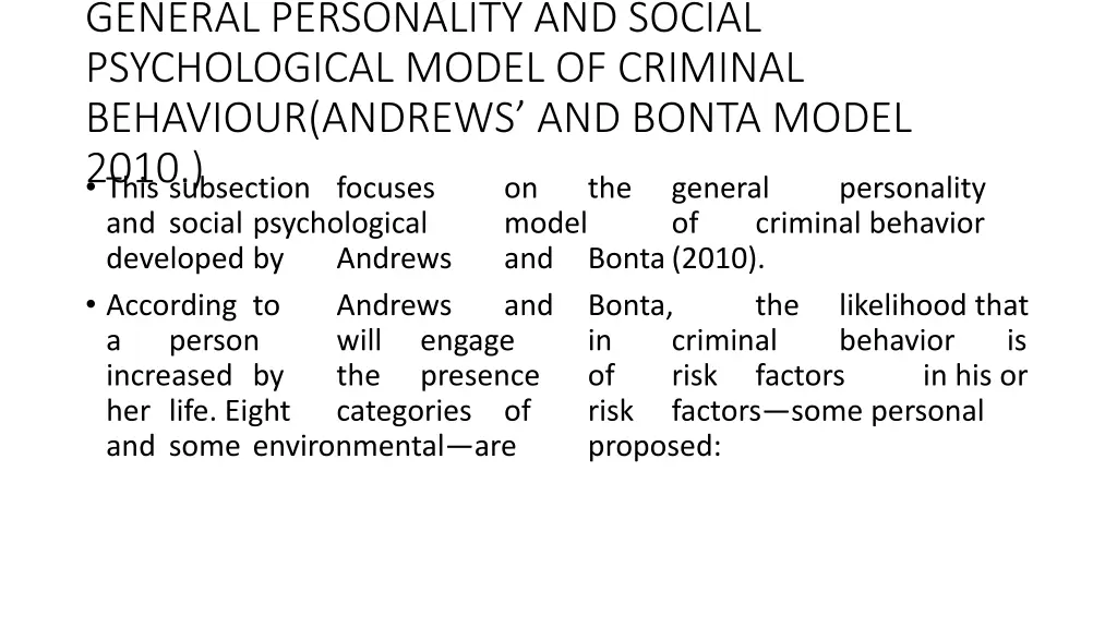 general personality and social psychological