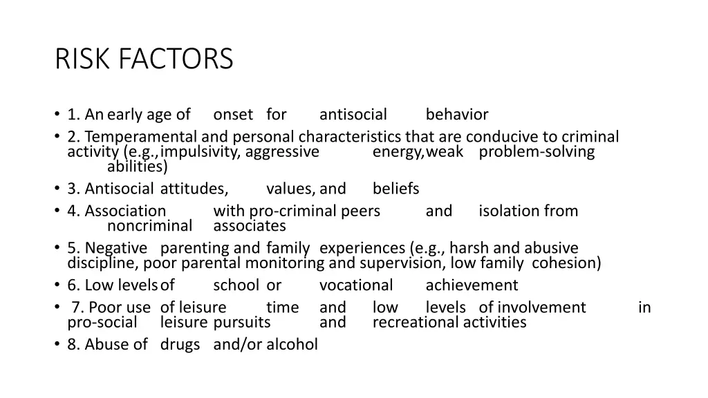 risk factors