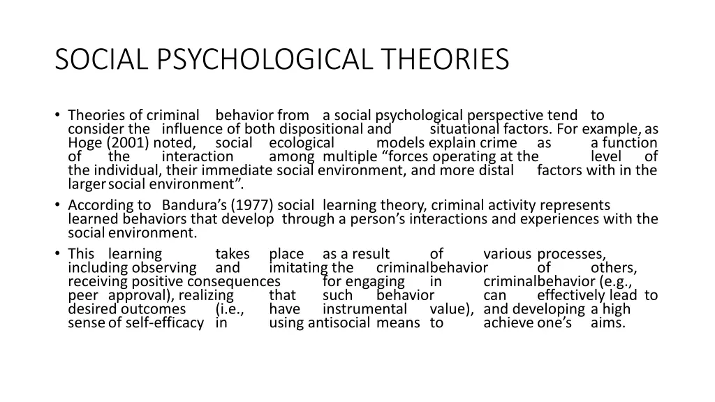 social psychological theories