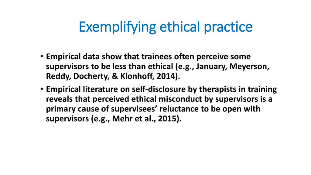 exemplifying ethical practice exemplifying