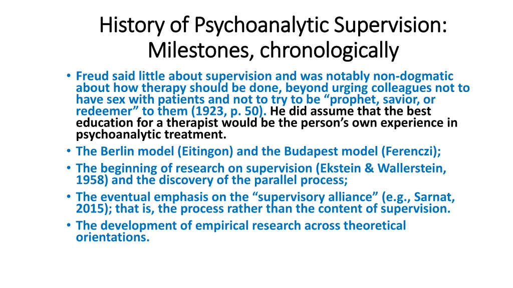 history of psychoanalytic supervision history