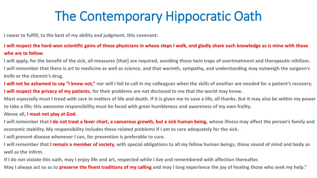 the contemporary hippocratic oath