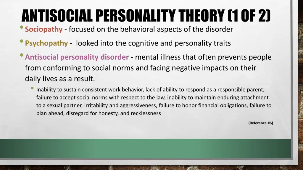 antisocial personality theory 1 of 2 sociopathy