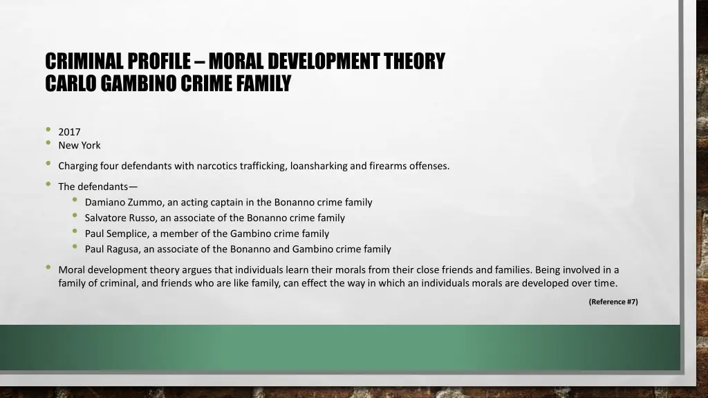 criminal profile moral development theory carlo