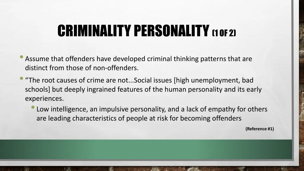 criminality personality 1 of 2