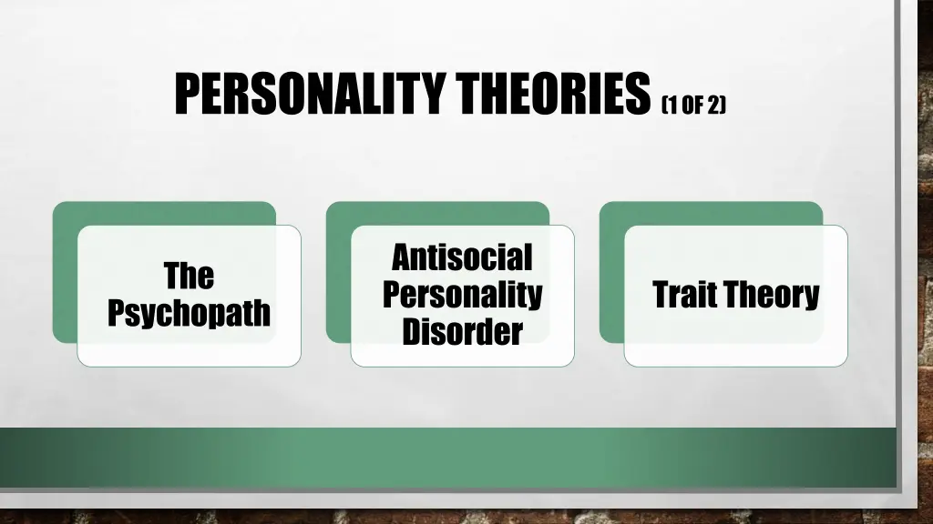 personality theories 1 of 2