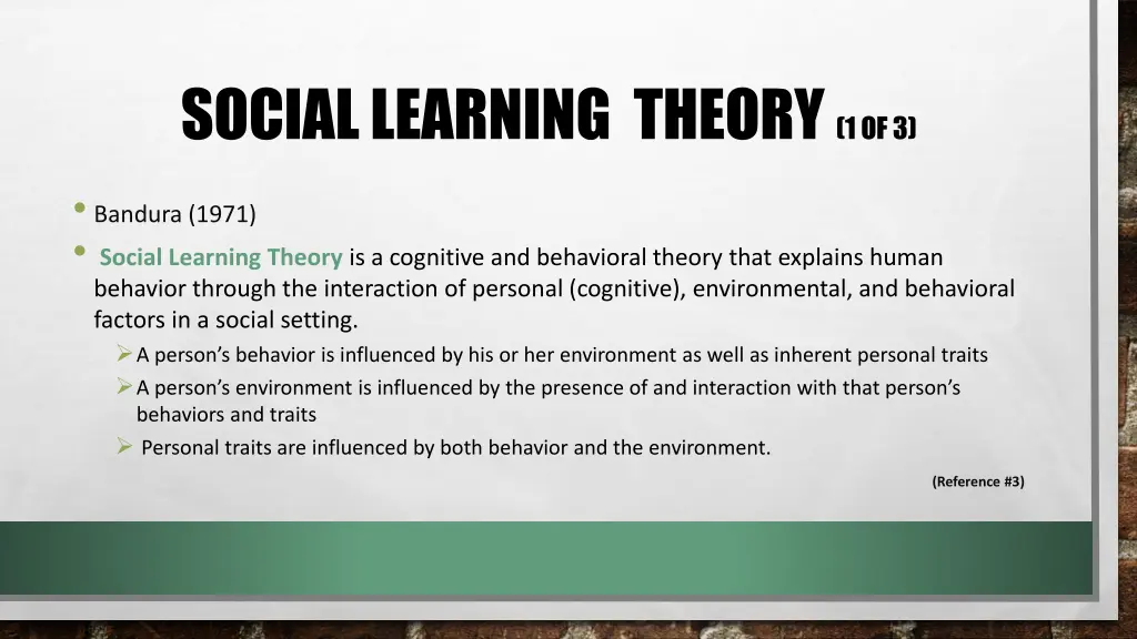 social learning theory 1 of 3