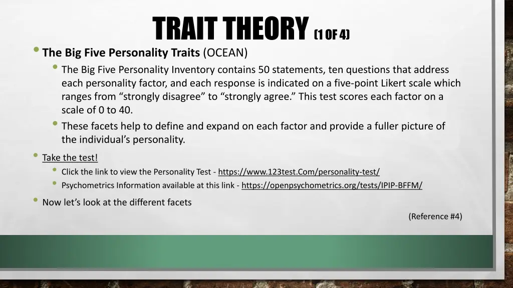 trait theory 1 of 4