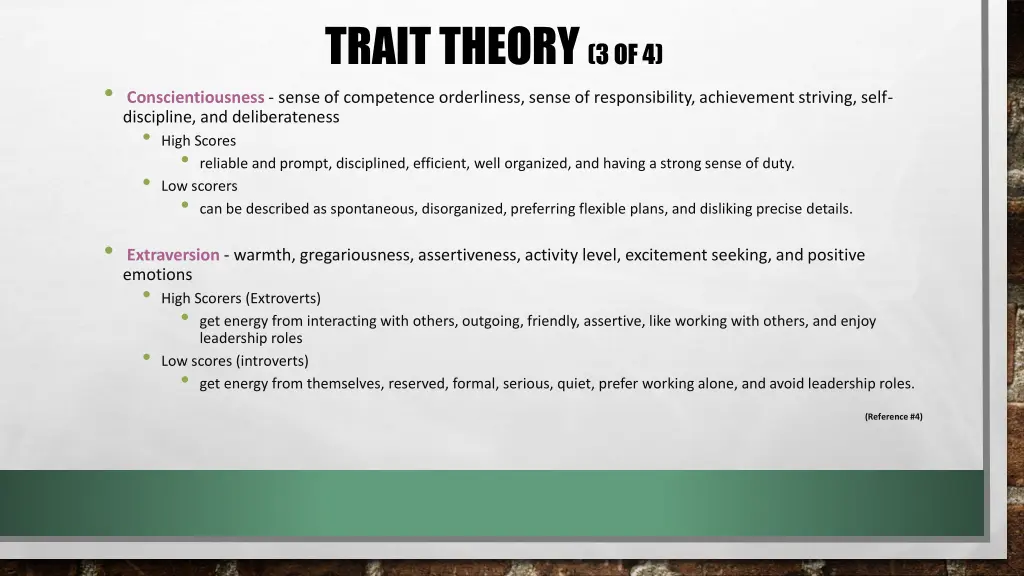 trait theory 3 of 4