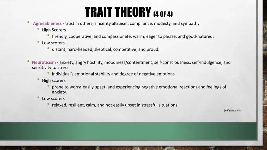 trait theory 4 of 4