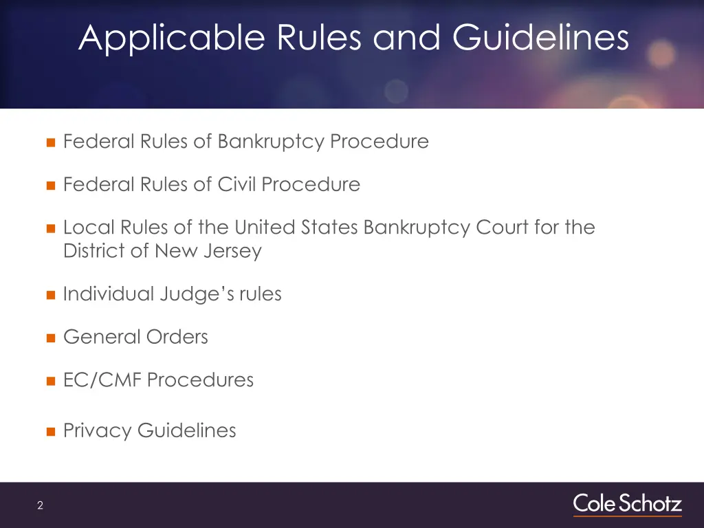 applicable rules and guidelines