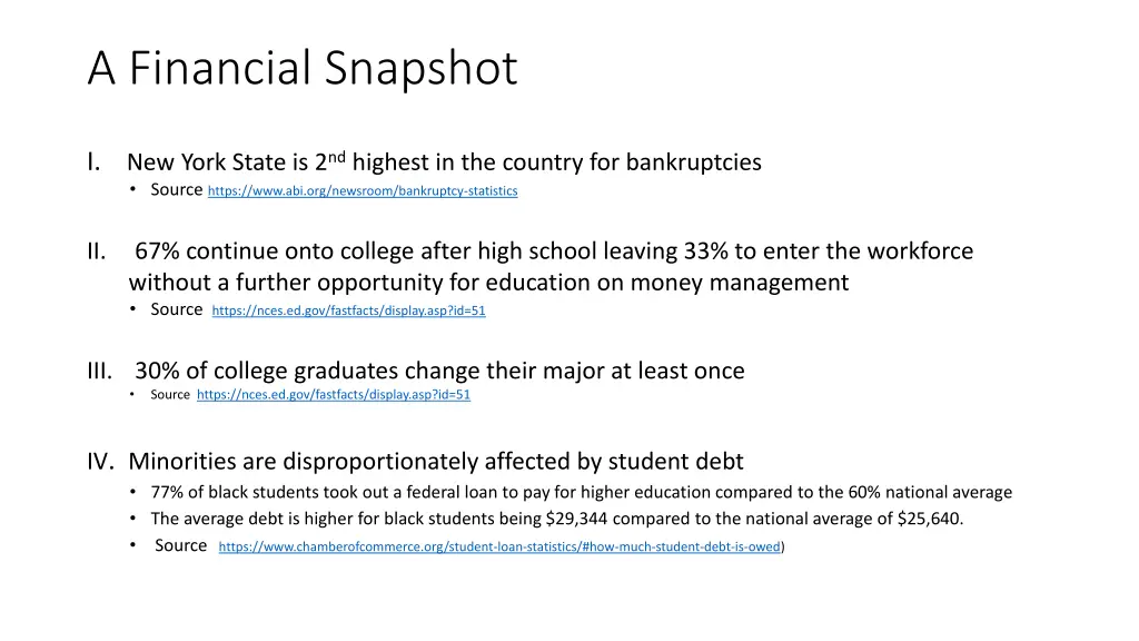 a financial snapshot