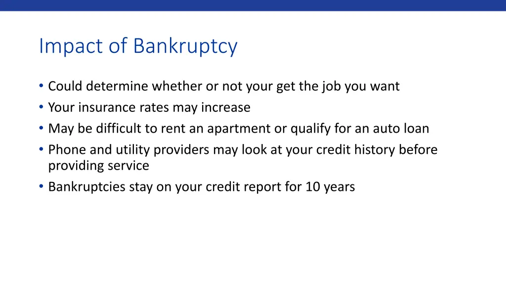 impact of bankruptcy