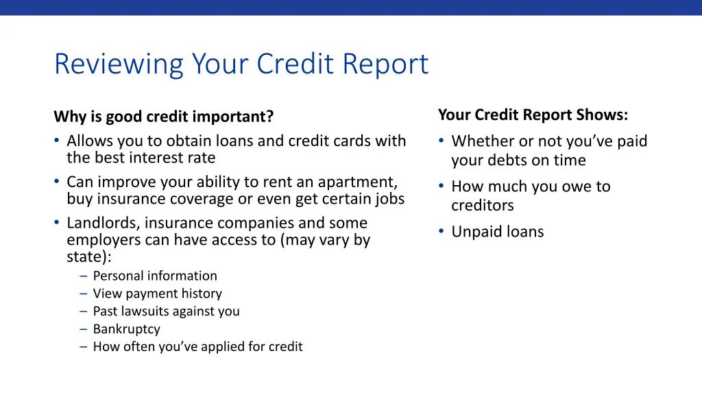 reviewing your credit report