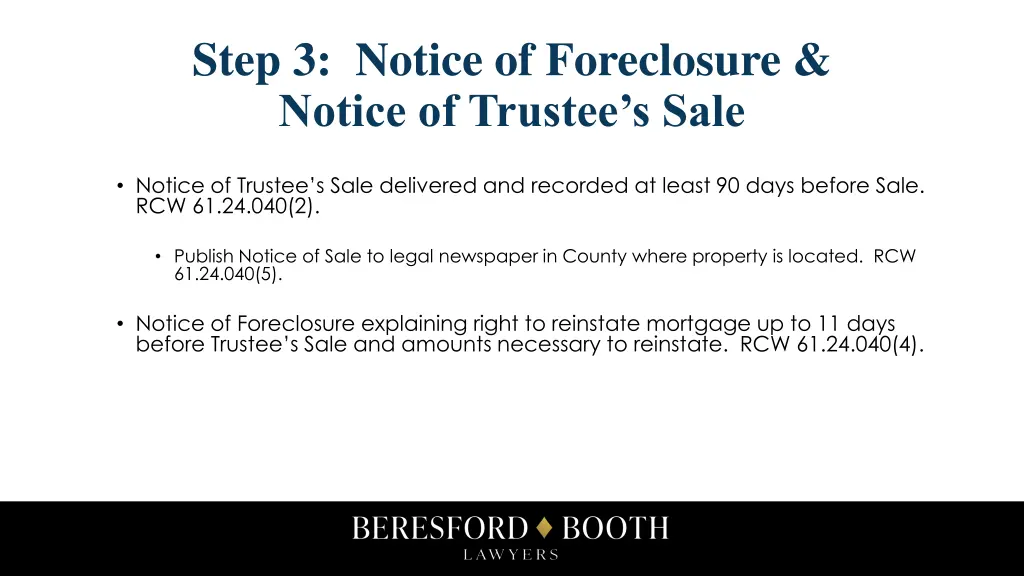 step 3 notice of foreclosure notice of trustee