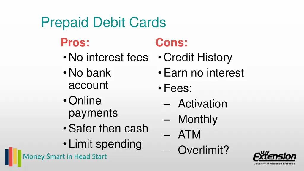 prepaid debit cards pros